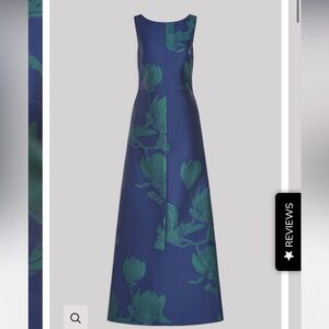 New w/tags. Kay Unger LORENA WALK THRU JUMPSUIT. Marine blue jade colors size 4